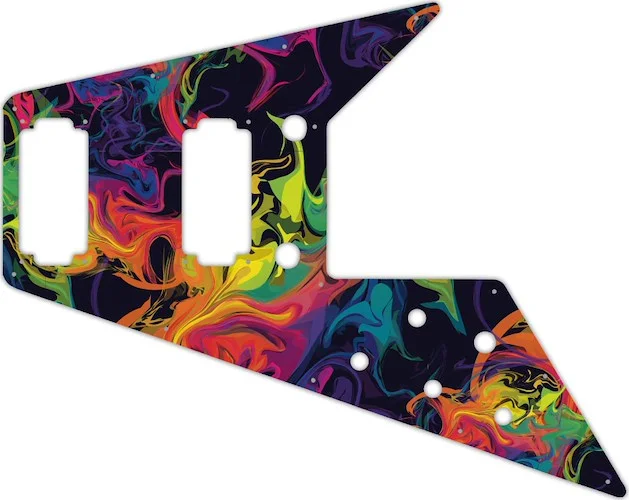 WD Custom Pickguard For Left Hand Gibson 2020 Original Collection 70s Flying V #GP01 Rainbow Paint Swirl Graphic