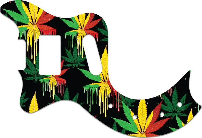 WD Custom Pickguard For Left Hand Gibson Marauder Deluxe #GC01 Rasta Cannabis Drip Graphic