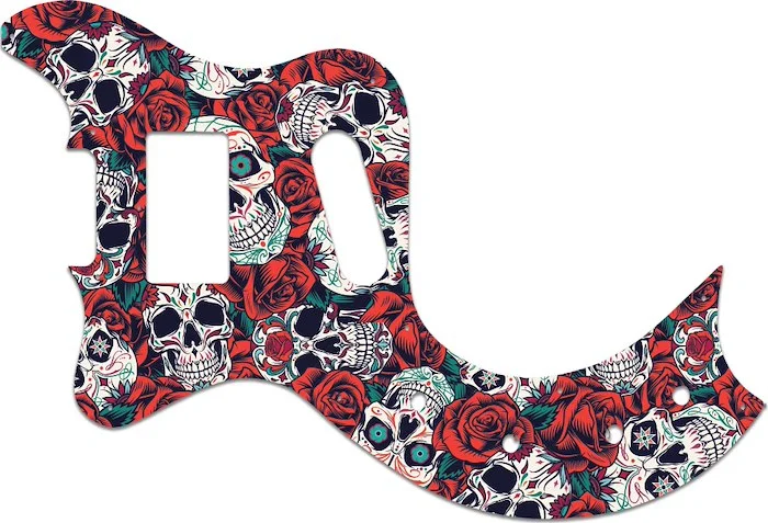 WD Custom Pickguard For Left Hand Gibson Marauder Deluxe #GS01 Dia De Muertos Calavera Skull & Rose Graphic