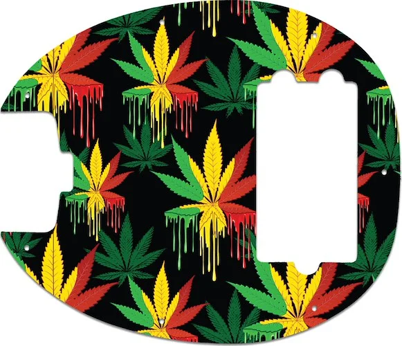 WD Custom Pickguard For Left Hand Music Man 2019 Short Scale StingRay Special #GC01 Rasta Cannabis Drip Graphic