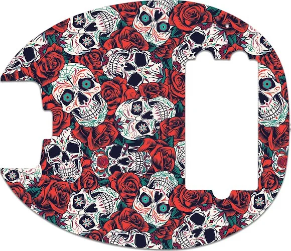 WD Custom Pickguard For Left Hand Music Man 2019 Short Scale StingRay Special #GS01 Dia De Muertos Calavera Skull & Rose Graphic