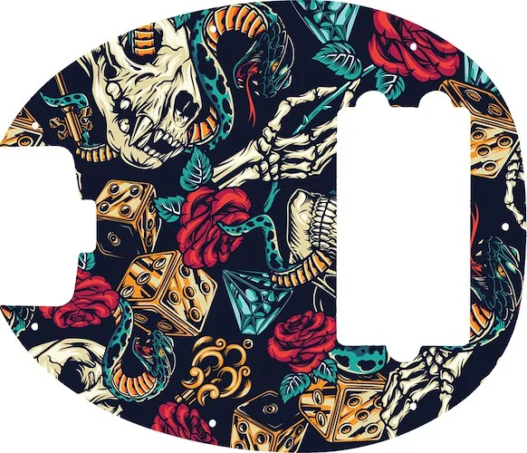 WD Custom Pickguard For Left Hand Music Man 2019 Short Scale StingRay Special #GT03 Vintage Flash Tattoo Graphic