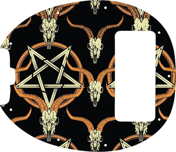 WD Custom Pickguard For Left Hand Music Man 5 String StingRay 5 Classic Bass #GOC01 Occult Goat Skull & Pentagram Graphic