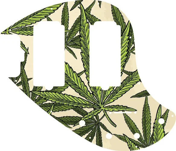WD Custom Pickguard For Left Hand Music Man 5 String StingRay 5-HH Through Neck Bass #GC02 Cannabis Leaf Graphic