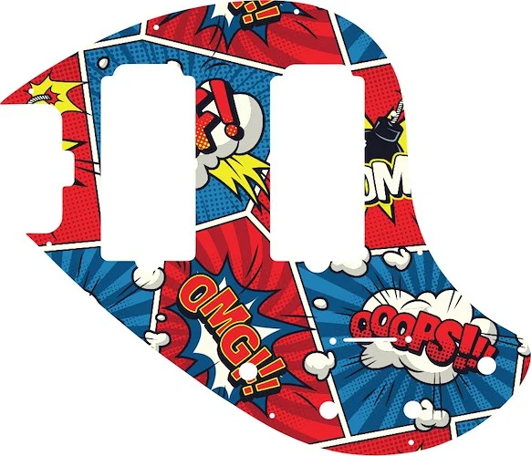 WD Custom Pickguard For Left Hand Music Man 5 String StingRay 5-HH Through Neck Bass #GCM01 Comic Book Graphic