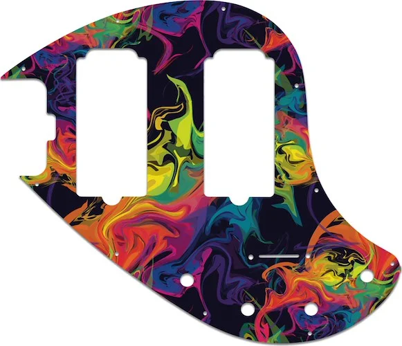 WD Custom Pickguard For Left Hand Music Man 5 String StingRay 5-HH Through Neck Bass #GP01 Rainbow Paint Swirl Graphic