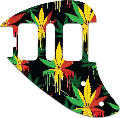 WD Custom Pickguard For Left Hand Music Man Silhouette #GC01 Rasta Cannabis Drip Graphic