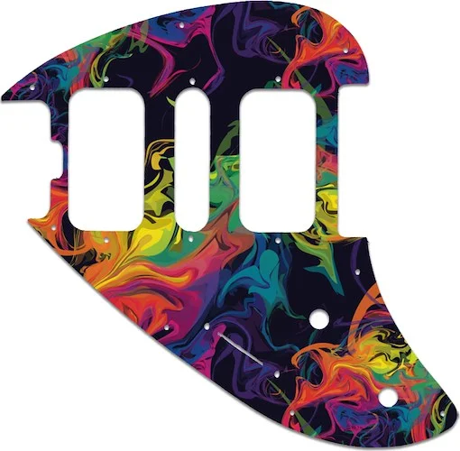 WD Custom Pickguard For Left Hand Music Man Silhouette #GP01 Rainbow Paint Swirl Graphic