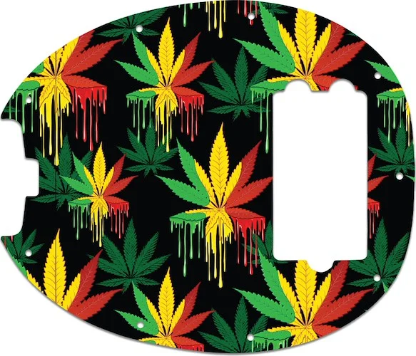 WD Custom Pickguard For Left Hand Music Man StingRay Classic Bass #GC01 Rasta Cannabis Drip Graphic