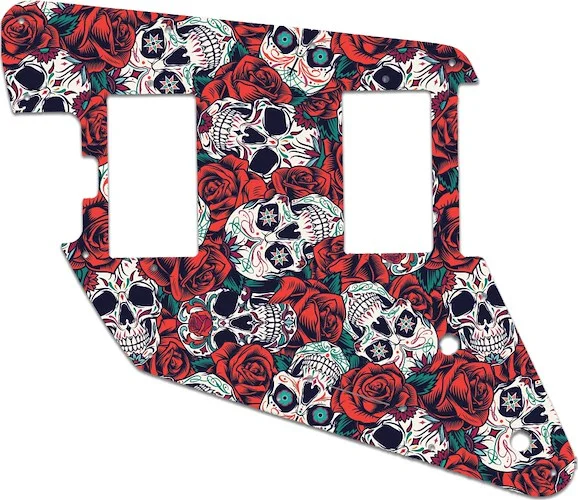 WD Custom Pickguard For Left Hand Music Man Albert Lee HH #GS01 Dia De Muertos Calavera Skull & Rose Graphic