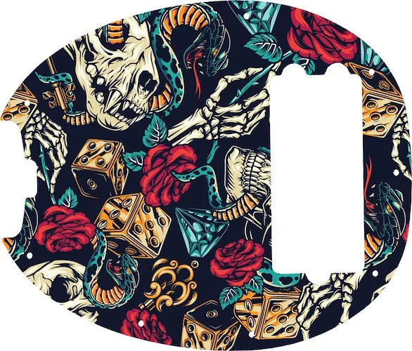 WD Custom Pickguard For Left Hand Music Man Old Smoothie 40th Anniversary StingRay Bass #GT03 Vintage Flash Tattoo Graphic