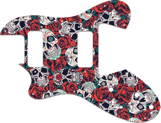 WD Custom Pickguard For Left Hand Ovation Viper #GS01 Dia De Muertos Calavera Skull & Rose Graphic
