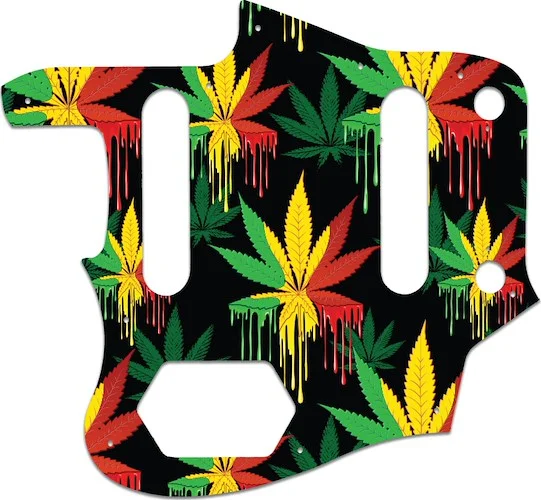 WD Custom Pickguard For Left Hand Squier By Fender Vintage Modified Jaguar #GC01 Rasta Cannabis Drip Graphic