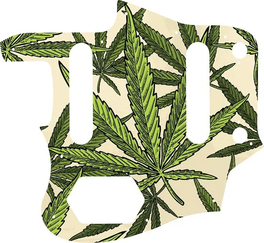 WD Custom Pickguard For Left Hand Squier By Fender Vintage Modified Jaguar #GC02 Cannabis Leaf Graphic