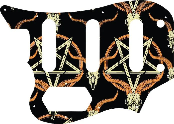 WD Custom Pickguard For Left Hand Squier By Fender Vintage Modifed Bass VI #GOC01 Occult Goat Skull & Pentagram Graphic