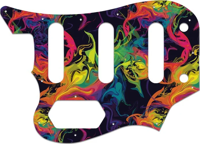 WD Custom Pickguard For Left Hand Squier By Fender Vintage Modifed Bass VI #GP01 Rainbow Paint Swirl Graphic