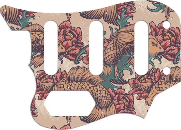 WD Custom Pickguard For Left Hand Squier By Fender Vintage Modifed Bass VI #GT01 Koi Tattoo Graphic