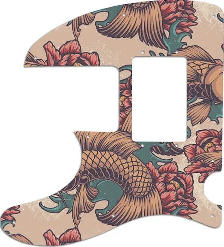 WD Custom Pickguard For Left Hand Squier By Fender Vintage Modified Telecaster Bass Special #GT01 Koi Tattoo Graphic