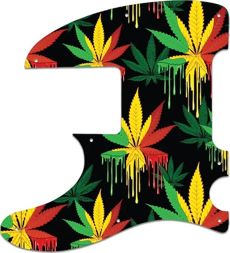 WD Custom Pickguard For Left Hand Squier By Fender Vintage Modified Telecaster Bass #GC01 Rasta Cannabis Drip Graphic