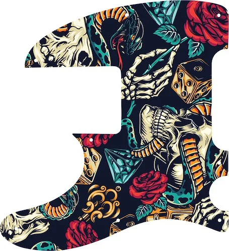 WD Custom Pickguard For Left Hand Squier By Fender Vintage Modified Telecaster Bass #GT03 Vintage Flash Tattoo Graphic