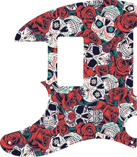 WD Custom Pickguard For Left Hand Squier By Fender John 5 Signature Telecaster #GS01 Dia De Muertos Calavera Skull & Rose Graphic