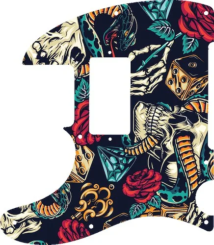 WD Custom Pickguard For Left Hand Squier By Fender John 5 Signature Telecaster #GT03 Vintage Flash Tattoo Graphic