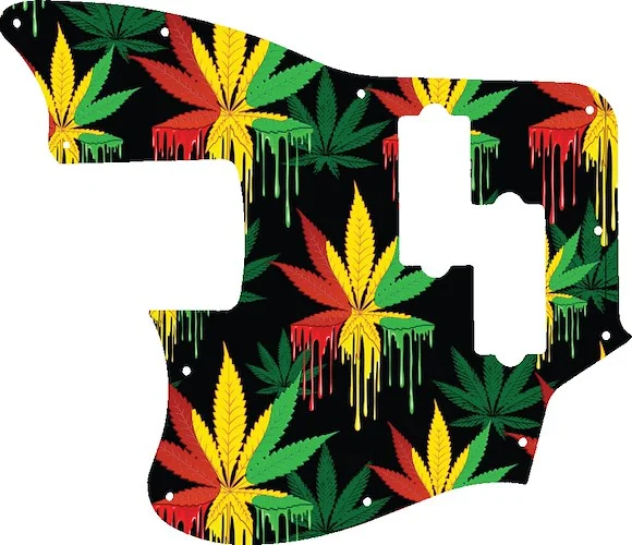 WD Custom Pickguard For Left Hand Squier By Fender Vintage Modified Jaguar Bass Special SS #GC01 Rasta Cannabis Drip Graphic