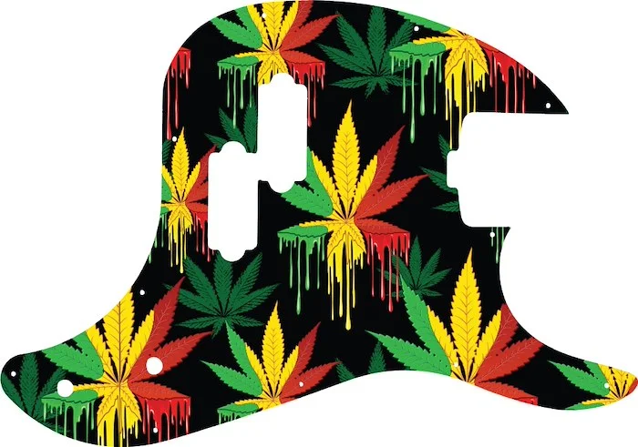 WD Custom Pickguard For Music Man 2016-2018 Cutlass Bass #GC01 Rasta Cannabis Drip Graphic