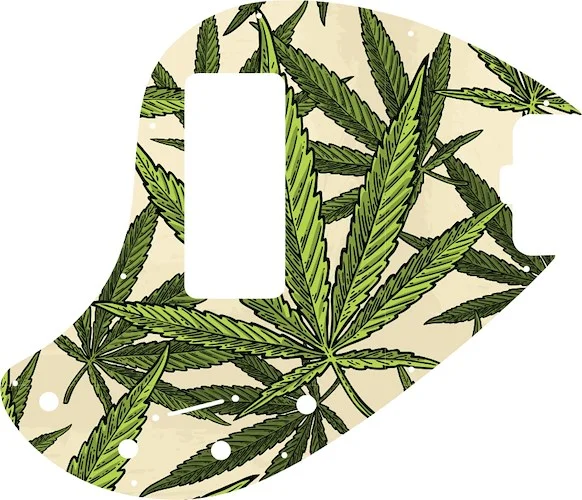 WD Custom Pickguard For Music Man 5 String StingRay 5-H Through Neck Bass With Old Style Rounded Humbucker #GC02 Cannabis Leaf Graphic