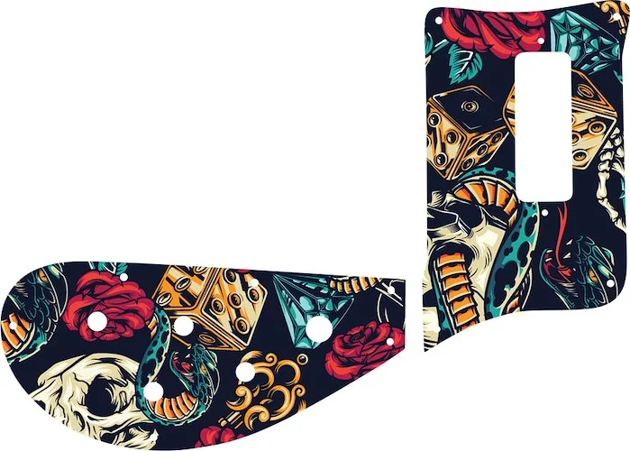 WD Custom Pickguard For Rickenbacker 4003 Bass #GT03 Vintage Flash Tattoo Graphic