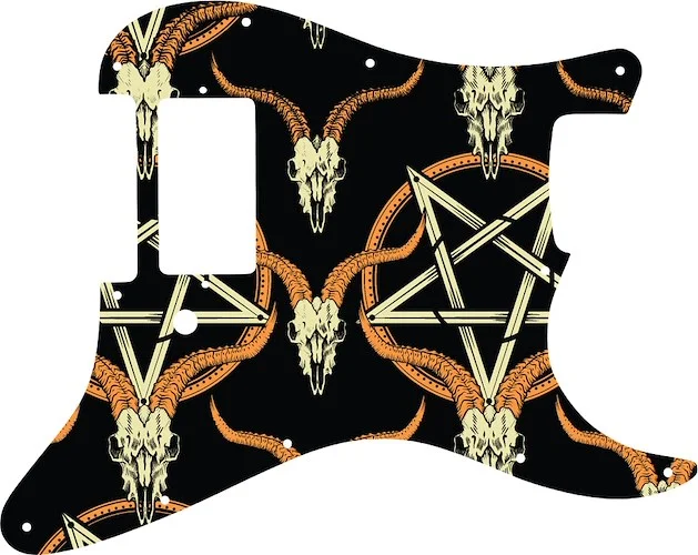 WD Custom Pickguard For Single Humbucker Fender Stratocaster #GOC01 Occult Goat Skull & Pentagram Graphic