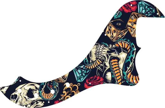 WD Custom Pickguard For Squier By Fender Deluxe Dimension Bass IV #GT03 Vintage Flash Tattoo Graphic