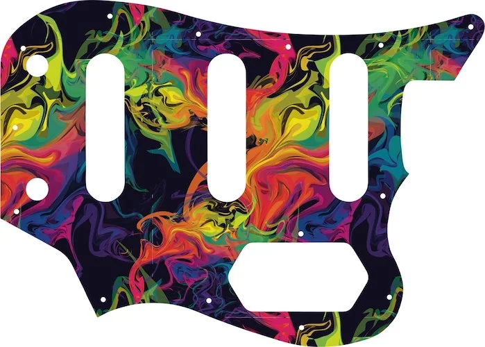 WD Custom Pickguard For Squier By Fender Vintage Modifed Bass VI #GP01 Rainbow Paint Swirl Graphic