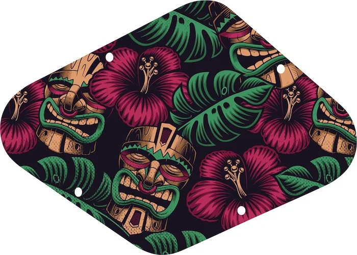 WD Custom Pickguards Electronics Cavity Cover For D'Angelico Guitars #GAL01 Aloha Tiki Graphic - Left Hand