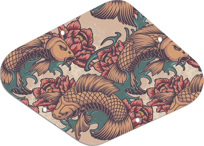 WD Custom Pickguards Electronics Cavity Cover For D'Angelico Guitars #GT01 Koi Tattoo Graphic - Left Hand