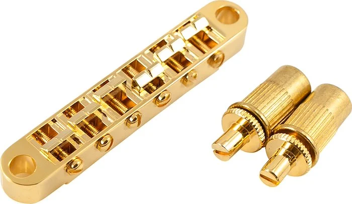 WD Replacement Metric Nashville Style Tune-O-Matic Bridge With Large Posts Gold