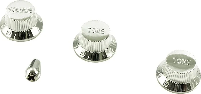 WD Stratocaster/UFO Style Knob Set Chrome With Matching Tip