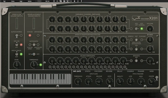XILS 201 Vocoder (Download) <br>Vocoder Plug-in with 2 Filter Bands with 20 Frequency Bands, Internal/External Carrier, MIDI Control