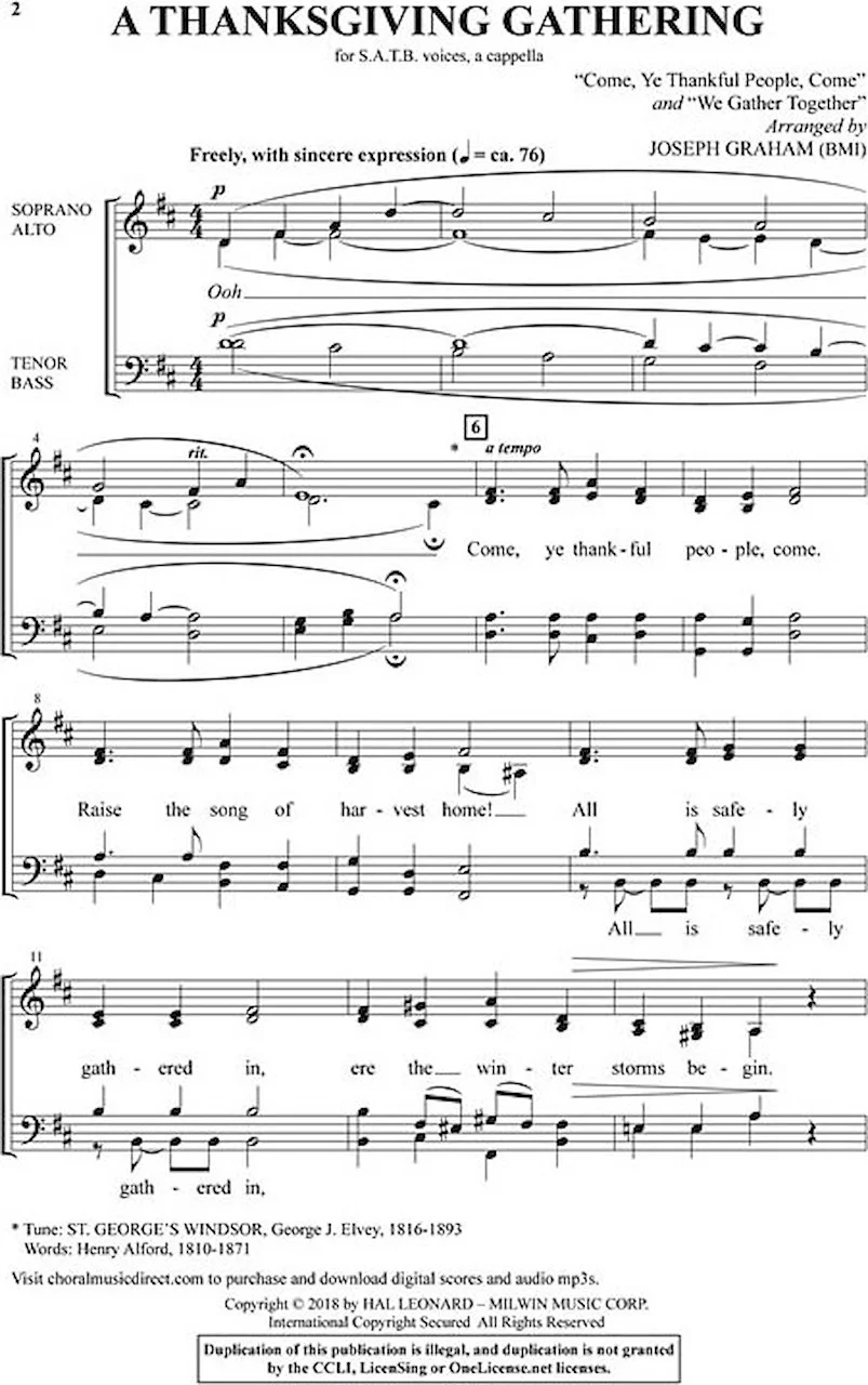 In The Spirit Of Thanksgiving sheet music for choir (SATB: soprano, alto,  tenor, bass)