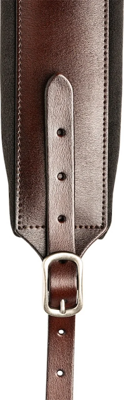 Stagg Padded Leather Guitar Strap with Chrome Buckle Brown