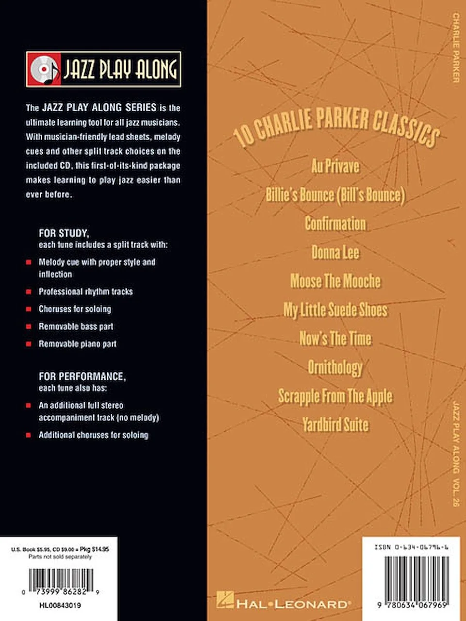 Charlie Parker - Jazz Play-Along Volume 26 (Sheet Music) Jazz Play Along  (843019) by Hal Leonard